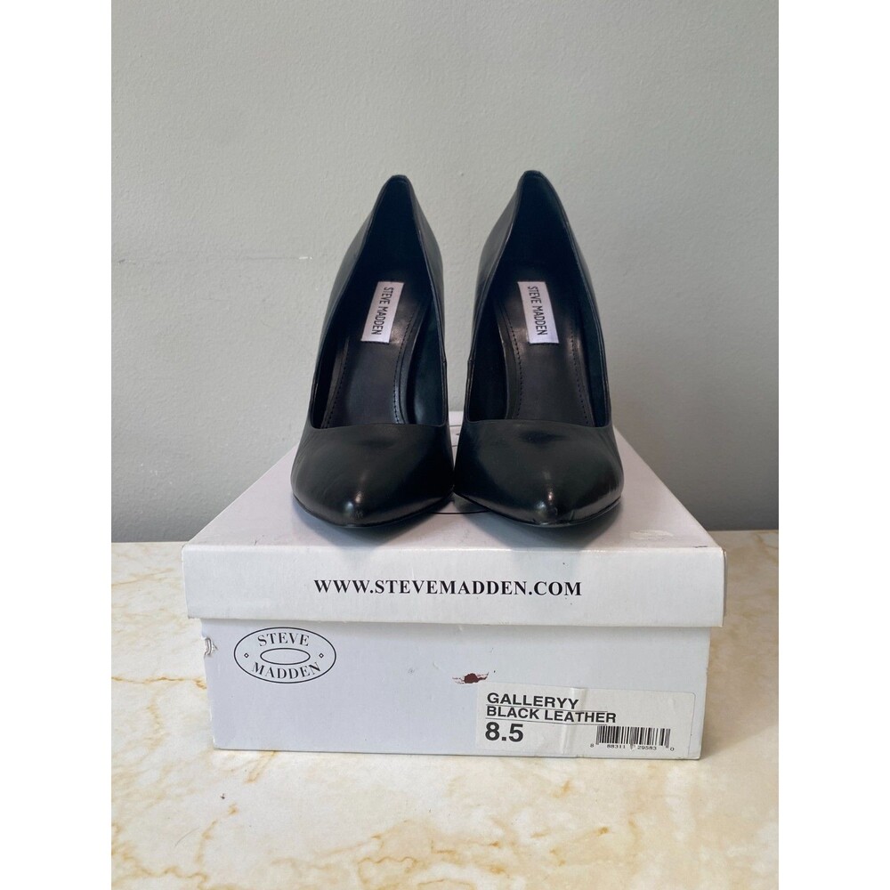 NWT Steve Madden Leather Black "Galleryy" Stilettos Pumps for Women Size 8.5